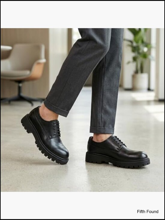 Men\'s Platform Oxford Dress Shoes Lace Up Round Toe Office Casual